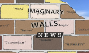 A brick wall with racialized names on it, such as "Angle," "Brown," "Hispanic"